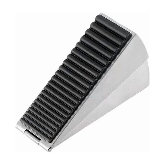 2 Packs 304 Stainless Steel Spring Door Wedge Stoppers, Non-Punching Anti-Collision Door Stop with Heavy Duty Rubber Base, Anti-Slip Door Stopper for Home Office