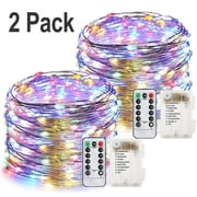 2 Packs 33 ft 100 LED Fairy Lights, Twinkle Lights with Remote Timer, Waterproof Copper Wire Decorative String Lights for Christmas Thanksgiving Patio Wedding Party Indoor Outdoor Decor, Colorful