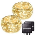 thumbnail image 1 of 2 Packs 33ft 100 LED Solar Outdoor String Lights, Solar Powered Fairy Lights, Copper Wire Lights, Waterproof Outdoor String Lights for Garden Patio (Warm color), 1 of 8