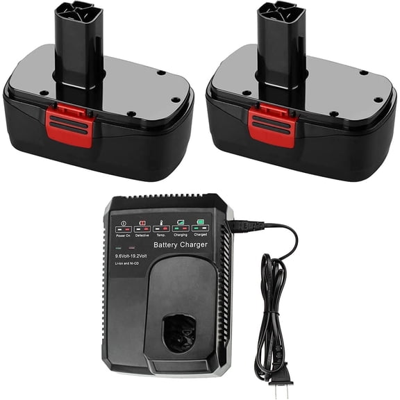 2 Packs 4.5Ah Ni-Mh 19.2V Diehard C3 Battery and Charger Compatible with Craftsman 19.2 Volt Battery Ni-Mh&Ni-Cd 11375 11376 130279005 1323903 315.115410 315.11485