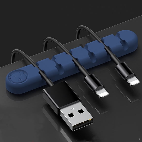 2 Packs (4+6 Slots) Blue Cable Clips, Data Cable Card Slots, Cable Organizers USB Cable Holder Wire Organizer Cord Clips for Desk Car Home and Office