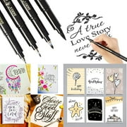 2 Packs 4 Sizes Brush Calligraphy Pens Set Flexible Nibs for Hand Lettering Drawing Art Water-Based Ink Fine Medium Broad Strokes Journaling Card Making Black Marker 4pc