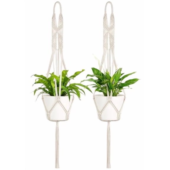 2 Packs 43 Inch Macrame Plant Hanger Large for up to 12 Inch Pot Extra Long Hanging Plant Holder Hanging Planter Basket for Indoor Outdoor Boho Home Decor(POTS NOT Included)