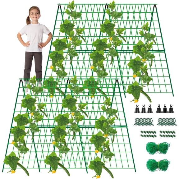 Ebaokuup 2 Packs 48" x 48" A-Frame Garden Trellis with Climbing Net for Cucumbers, Vegetables and Flowers