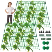 Ebaokuup 2 Packs 48 x 48 A-Frame Garden Trellis with Climbing Net for Cucumbers, Vegetables and Flowers