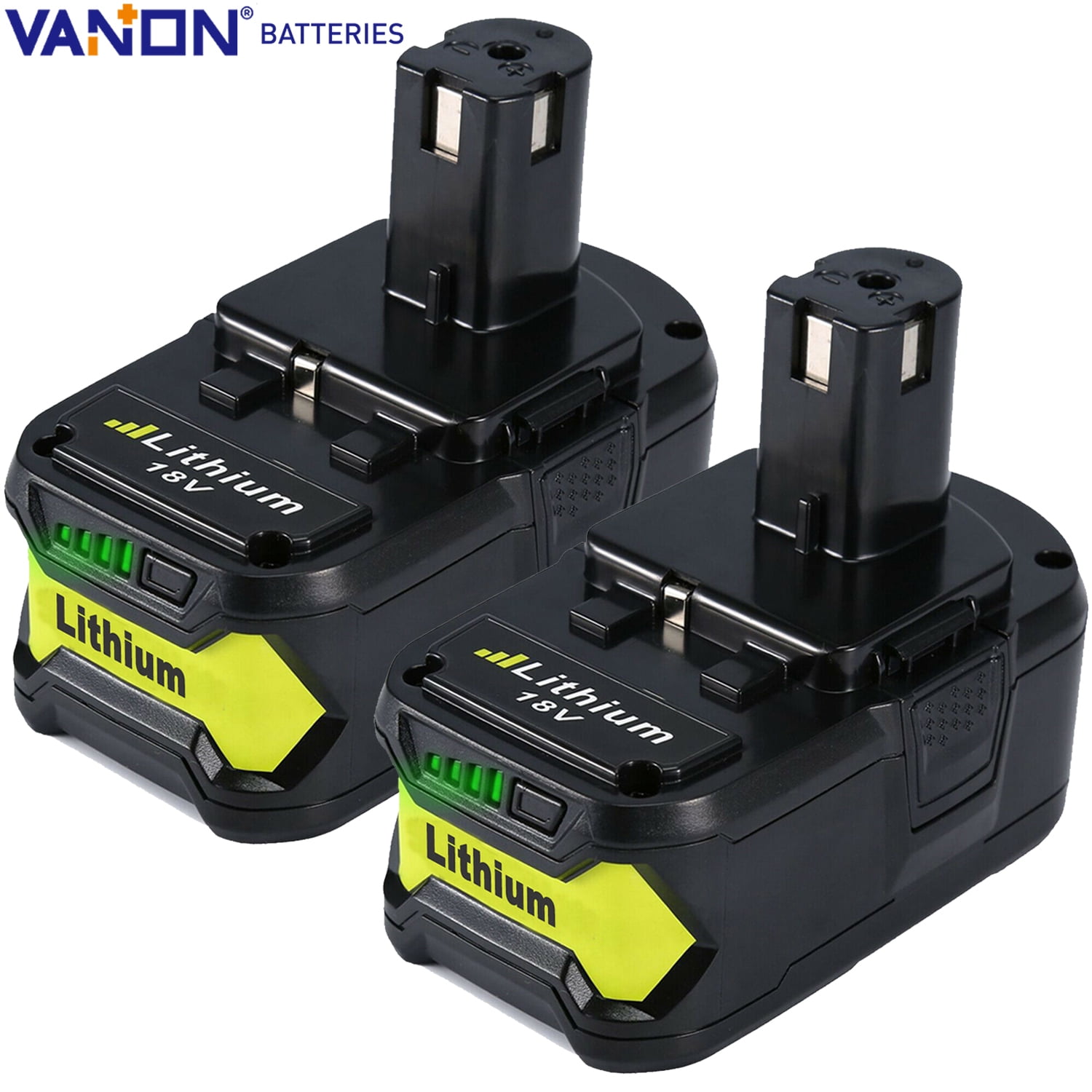 2 Packs 5.0Ah 18Volt for Ryobi P197 Battery One+ (Plus) High Capacity P108 P102 P104 P107 P105 P106 P103 BPL18151 BPL1820 RB18L50 P109, Size: One Size