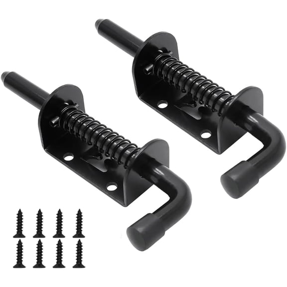 2 Packs 5 Inch Spring Loaded Latch Pin with 8 Screws, Heavy Duty Sliding Door Lock Barrel Bolt Latch for Doors/Cabinets/Chests (Carbon Steel)