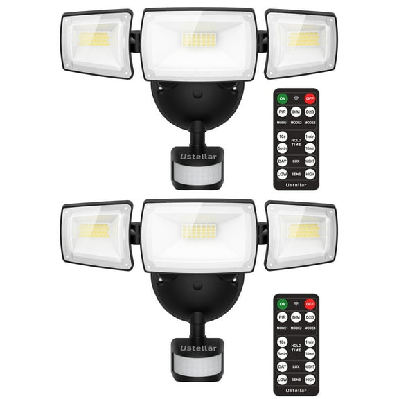 2-Packs 55W LED Security Lights Motion Sensor Light Remote Control IP65 5500LM