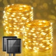 thumbnail image 1 of 2 Packs 66ft 200 LED Solar Outdoor String Lights, Solar Powered Fairy Lights, Copper Wire Lights, Waterproof Outdoor String Lights for Garden Patio (Warm color), 1 of 8