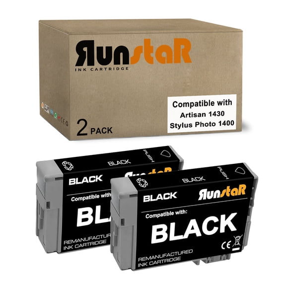 2 Packs Replacement for 79 T079 Ink Cartridge Compatible for Epson Artisan 1430 Stylus Photo 1400 Inkjet Printer (2 Black)
