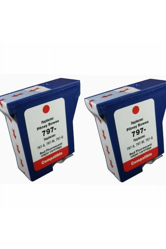2 Packs 797-M Red Ink Cartridge for Pitney Bowes K7M0 K7MO 797M