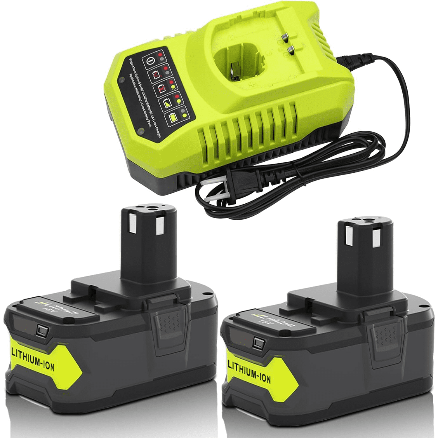 2-Packs 8.0Ah 18 Volt P108 Battery and P117 Charger Compatible with Ryobi 18V Battery Lithium ion P109 P107 P105 P104 P103 P102