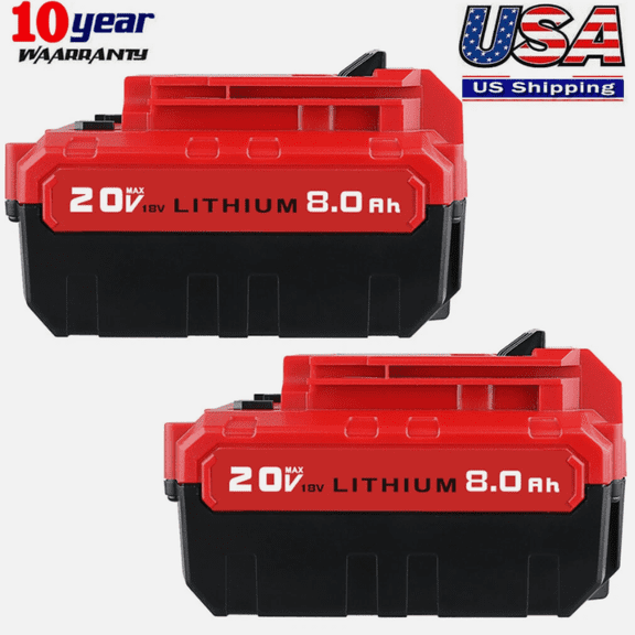 2 Packs 8.0Ah 20V Max PCC685L Lithium Replacement Battery for Porter Cable 20V Battery PCC681L PCC680L PCC682L PCC683L Cordless Power Tools Batteries