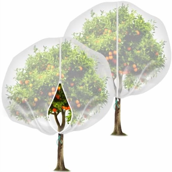 2 Packs 8x8FT Large Fruit Tree Netting Plant Cover,Ultra-Fine Mesh Insect Bird Barrier Netting with Zipper and Drawstring,Garden Netting for Protect Plants Peaches Apples Trees