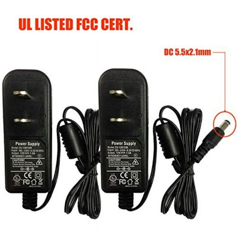 [UL Certified] AC 100-240V to DC 12V 5A Power Supply Adapter Switching + AC  Cord Cable 5.5mm x 2.1mm for CCTV Camera DVR NVR Led Light Strip UL Listed