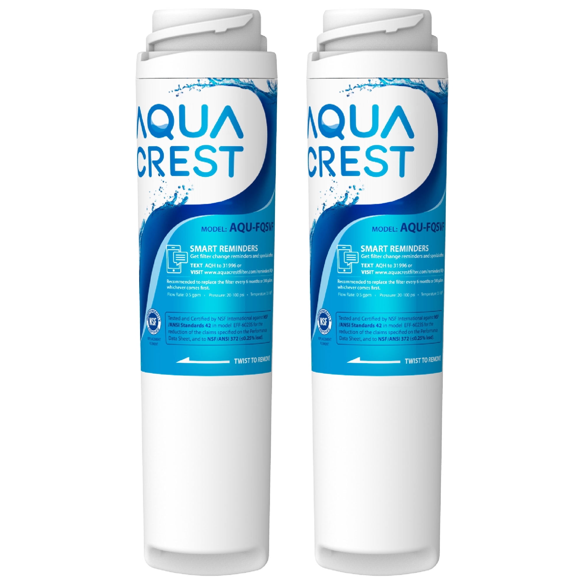 AQUA CREST FQSVF FQSVN Under Sink Water Filter, Replacement for GE FQSVF, FQSVN, FQSLF, GXSV65R, NSF 42 Certified (2 Pack)