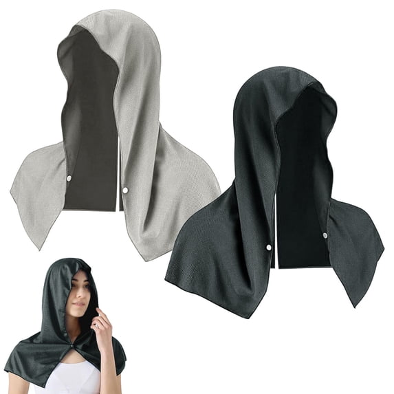 2 Packs Absorbent Cooling Hoodie Towel Wraps, Quick-Drying Cooling Towels for Neck Instant Soft Scarf Face Sun Protection Men Camping Sports Gym Hot Weather Outdoor B