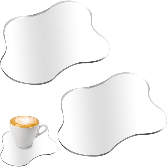 2 Packs Acrylic Coaster, Transparent Coaster for Desk, Acrylic Desk Coaster, Transparent Irregular Coast, Clear Desk Coasters, Drink Cup Coasters Table Ornaments for Kitchen, Bar, Dining Table