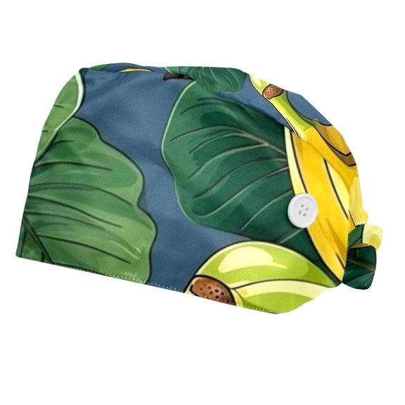 2 Packs Adjustable Working Cap with Button, Banana Working Hat Sweatband, Tie Back Hats