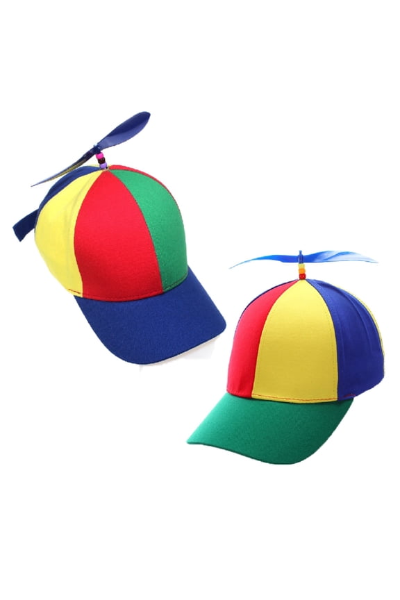 2 Packs Adult Rainbow Propeller Hat, Spinning Helicopter, Adjustable Snapback, for Parties & Outdoor