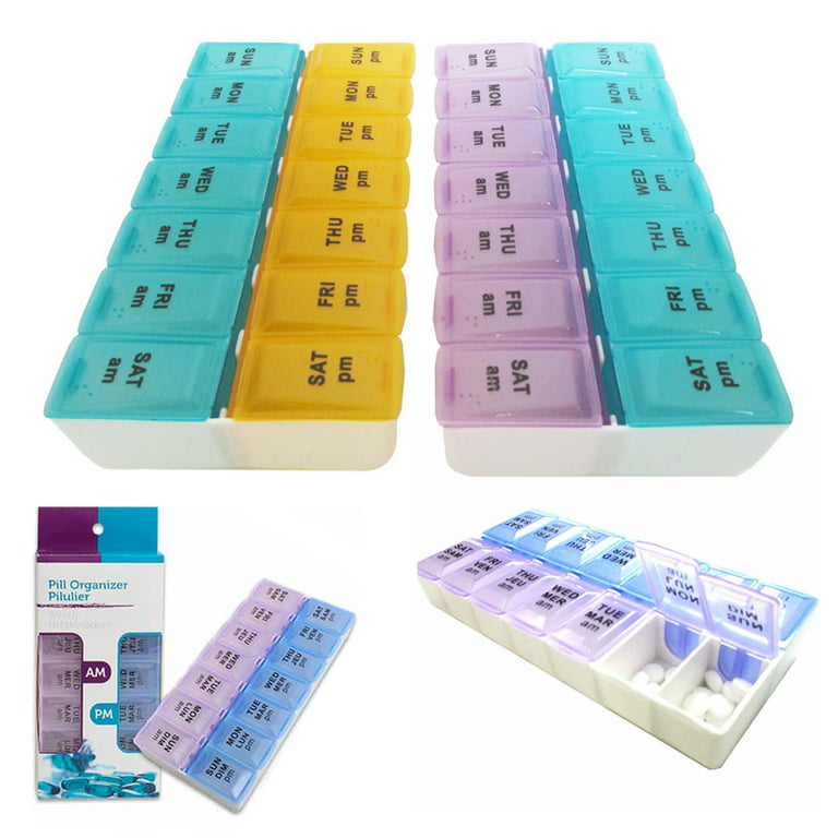 2 Packs Am Pm 7 Day Pill Box Organizer Medicine Tablet Daily Vitamin Case  Holder 