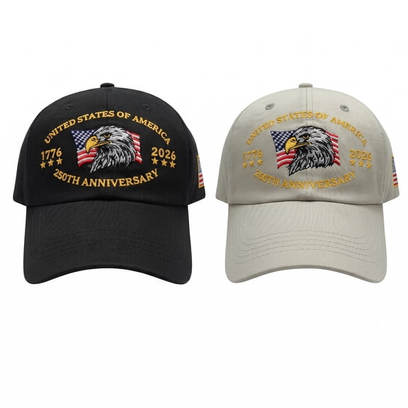 Haimei Retro Commemorative 250th Anniversary Embroidered Cotton Work Baseball Cap, Multicolor, Men, 2 Packs