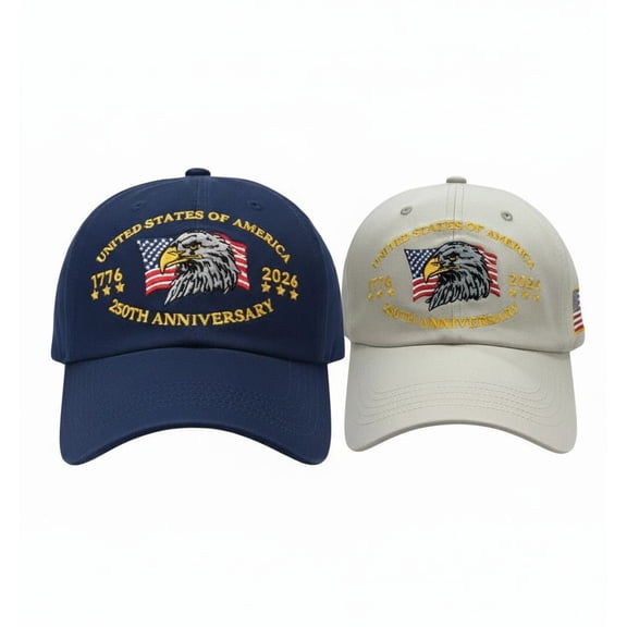 2 Packs Americana Retro Hat for Men & Women - Commemorative 250th Anniversary Embroidered Baseball Cap