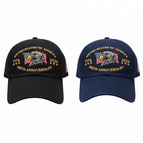 Haimei Retro Commemorative 250th Anniversary Embroidered Cotton Baseball Cap, Multicolor, Unisex Adult, 2 Pack