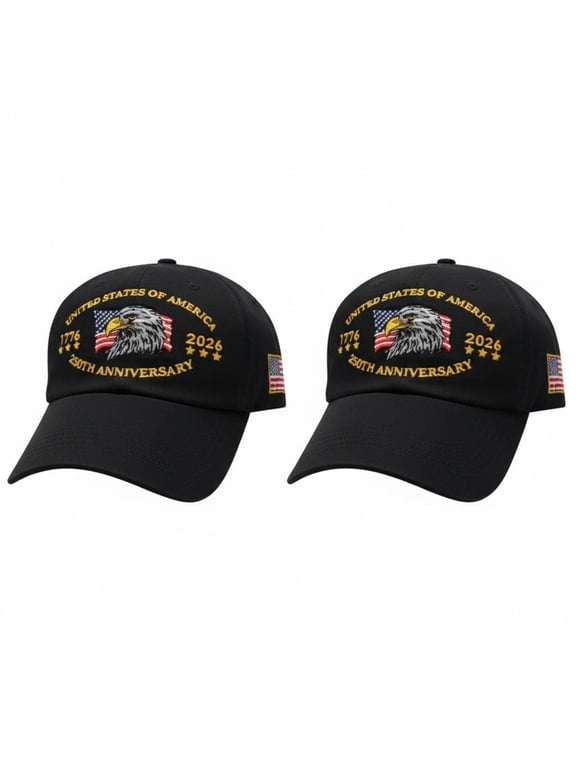 2 Packs Americana Retro Hat for Men & Women - Commemorative 250th Anniversary Embroidered Baseball Cap