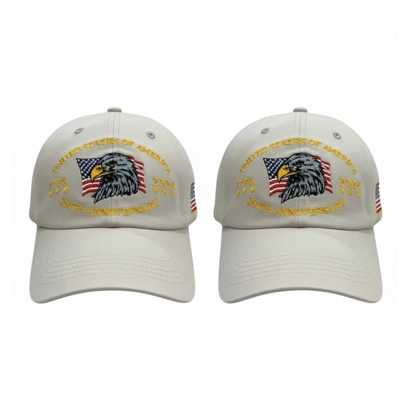 2 Packs Americana Retro Hat for Men & Women - Commemorative 250th Anniversary Embroidered Baseball Cap