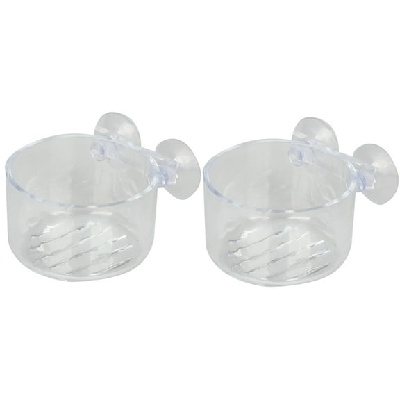 2 Packs Aquarium Live Red Worm Feeder Shrimp Fish Food Feeding Cups Small Clear Acrylic Cup with Suction Cup