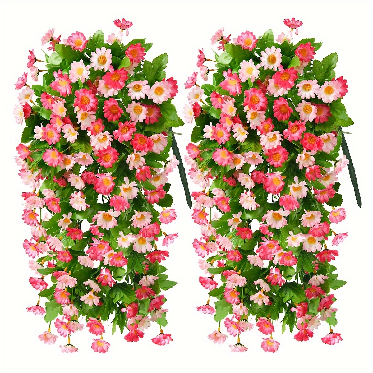 2 Packs Artificial Hanging Flowers Fake Hanging Plants Multicolor Daisy