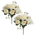 thumbnail image 1 of 2 Packs Artificial Peony Flowers Faux Silk Hydrangea Bouquet Vintage Wedding Home Table for Door Decor Reusable Bouquet of Rose Flowers for Valentine Wedding Birthday Party(White), 1 of 4