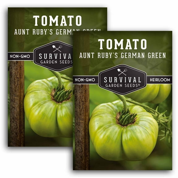 Aunt Ruby's German Green Tomato Seeds - Non-GMO Heirloom Full Sun Annual Vegetable - 2 Packs