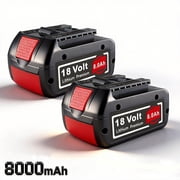 2 Packs BAT609 18V 8000mAh Lithium Battery Replacement for Boch 18V Battery BAT609 BAT610G BAT618G BAT619 BAT621 BAT620 Cordless Power Tool Battery