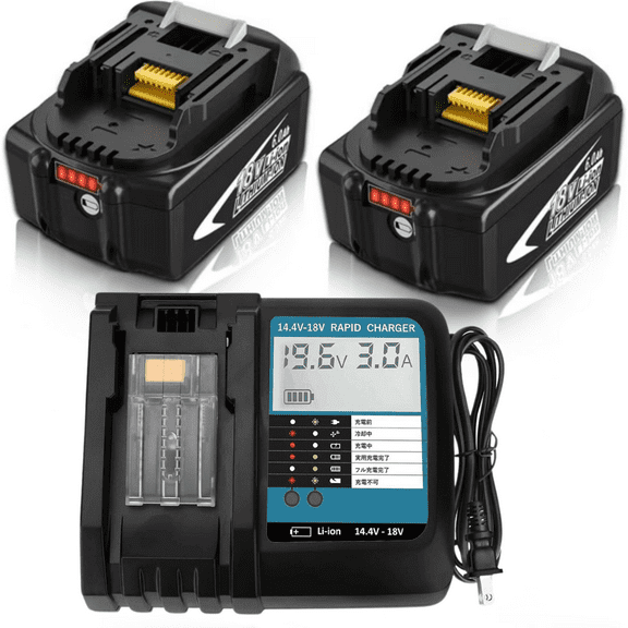2 Packs BL1860B Battery and DC18RC Charger Compatible with Makita 18V Lithium Battery BL1860 BL1850 BL1840 BL1830 LXT-400