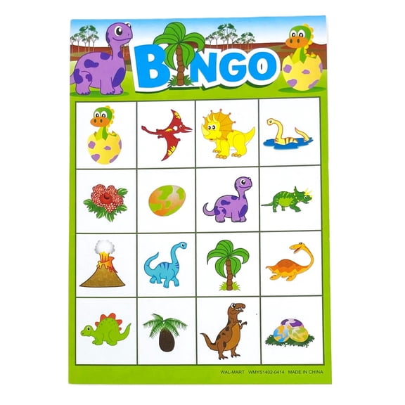 2 Packs - Baby Dinosaur Kids Bingo Party Game Cards - 16 Total Cards