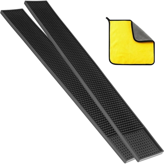 2 Packs Bar Mats 24 " x 3 " With Absorbent Towel,Bar Matts,Non-Slip Bar Service Spill Mat,Coffee Mat for Home Bar,For Cocktail Bartender Restaurant Kitchen Counter Top Cup Barber Station Mats