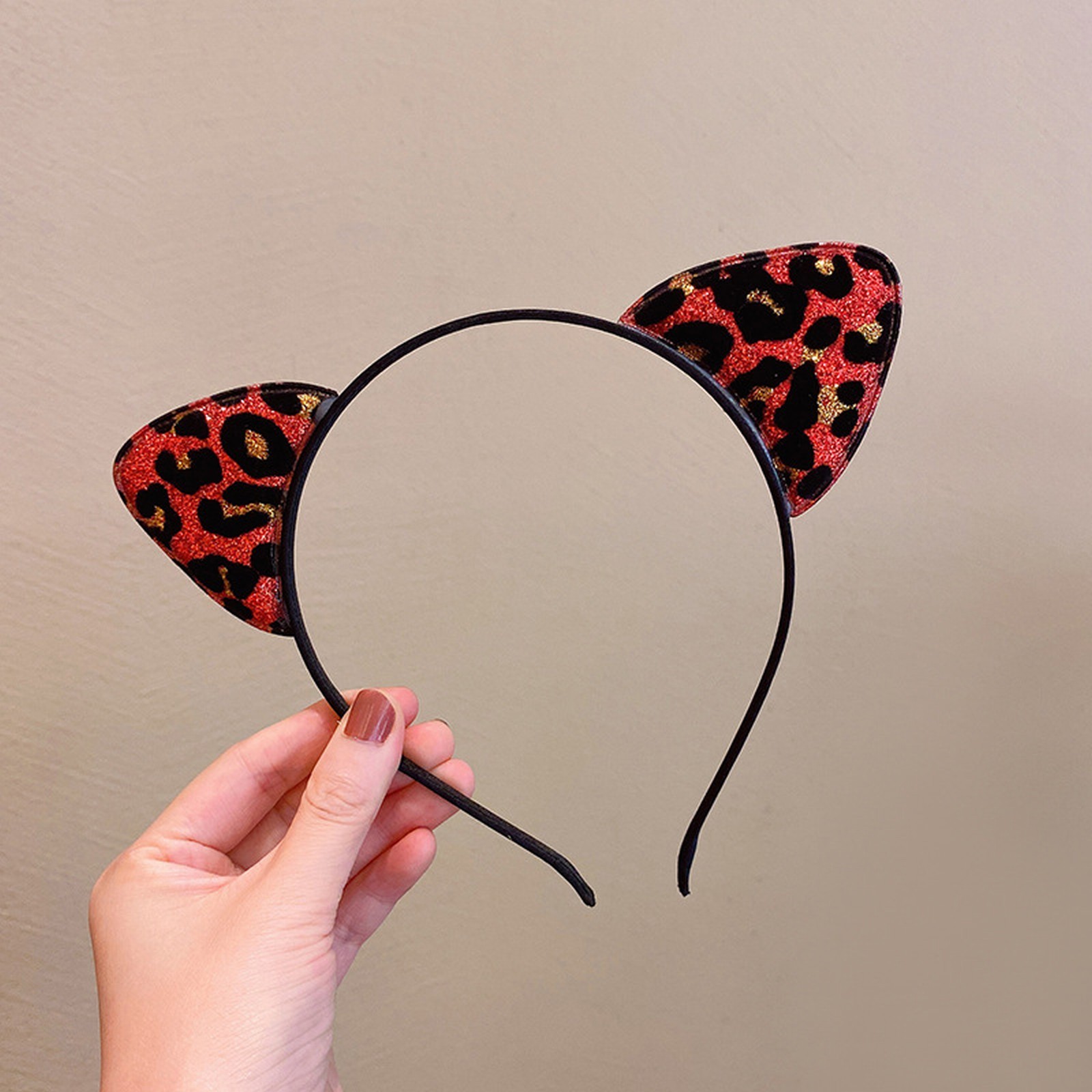 2 Packs Barrettes,Cute Leopard Print Animal Ear Headband Hair Clip