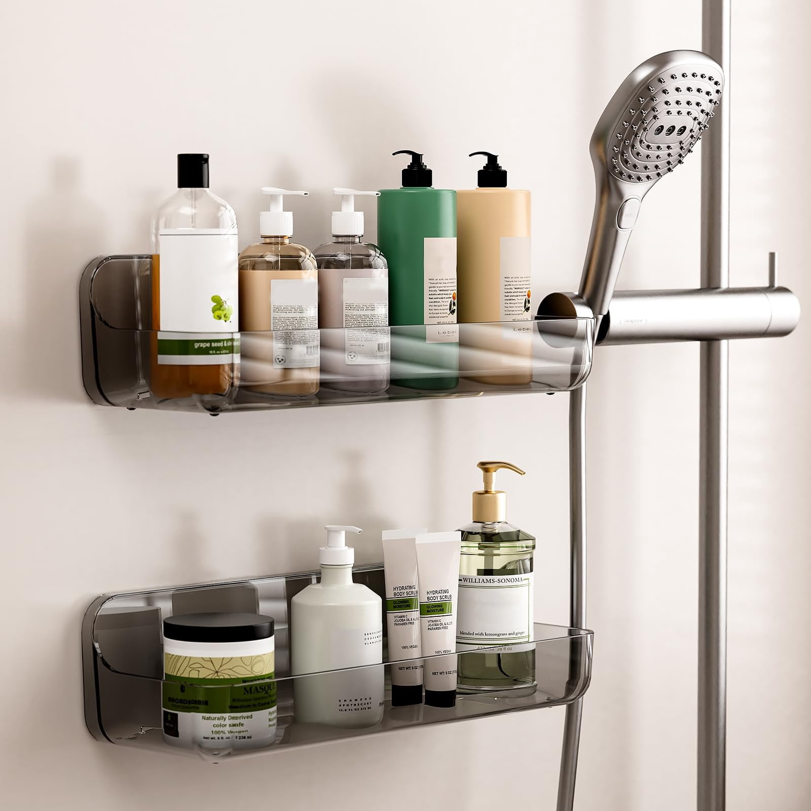 2 Packs Bathroom Organizer, Acrylic Adhesive Shelves for Wall, No ...