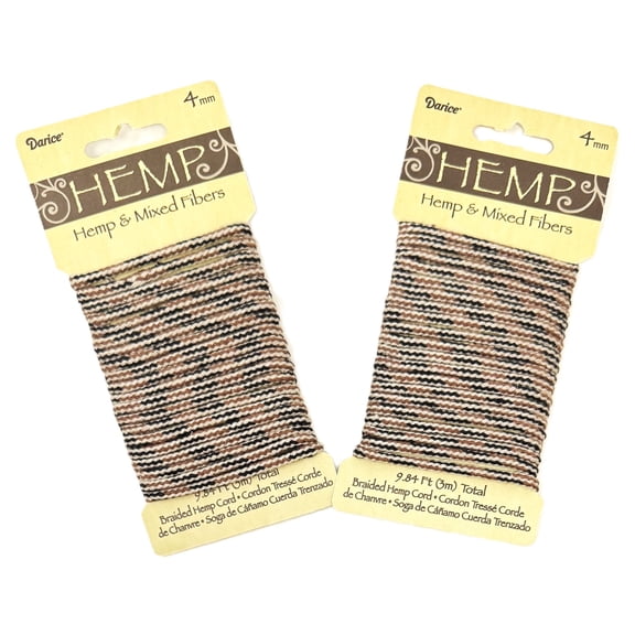 2 Packs - Black & Brown 4mm Braided Hemp Cord - 9.84 feet Each - 19.68 Feet Total