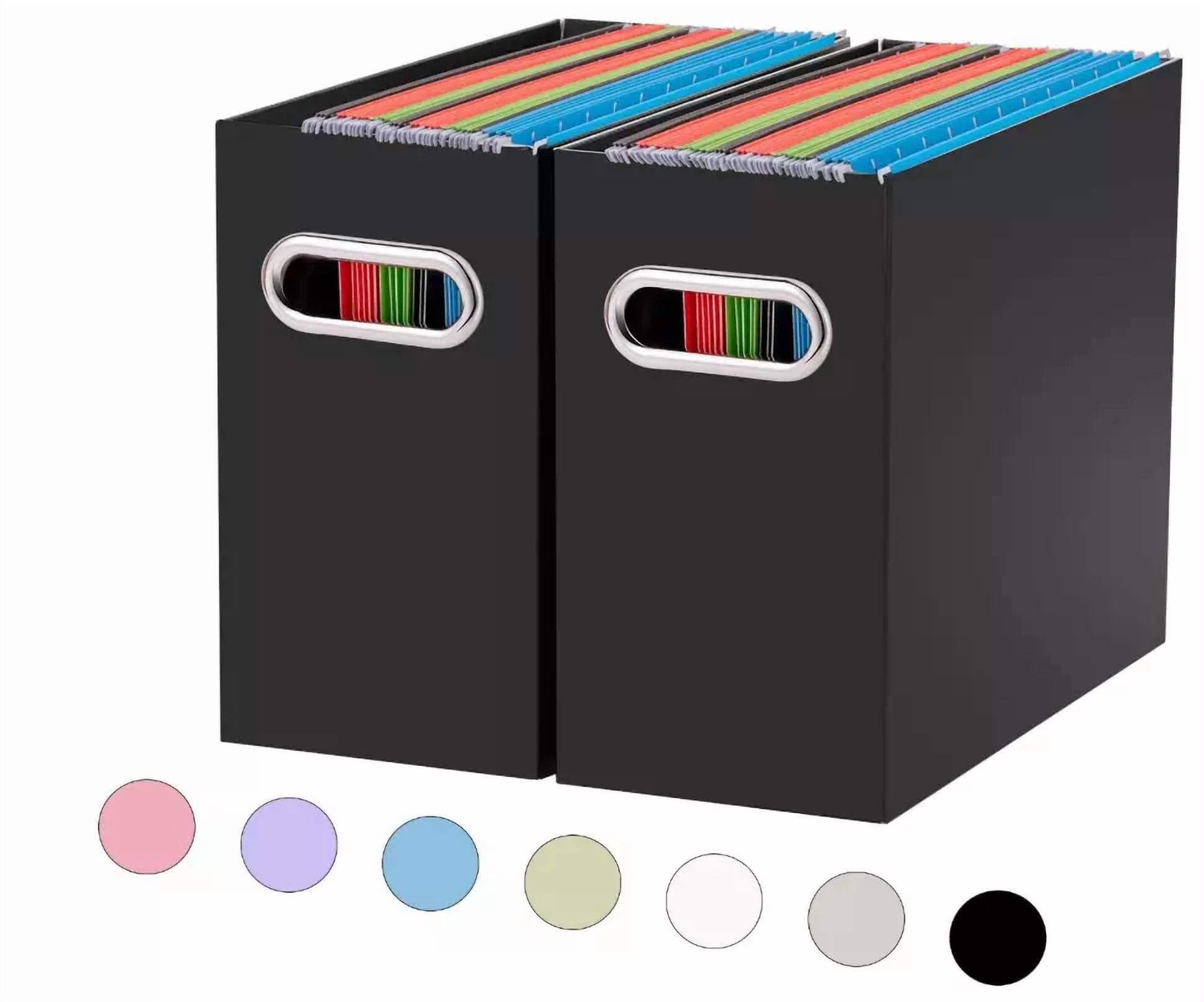 2 Packs Black File Organizer, Small Storage Box, Cardboard File Folder Organizer