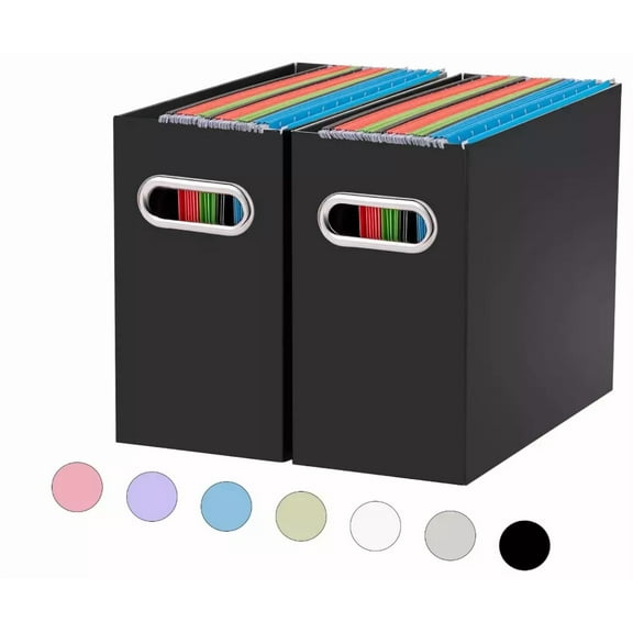 2 Packs Black File Organizer, Small Storage Box, Cardboard File Folder Organizer