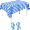 thumbnail image 1 of 2 Packs Blue Gingham Picnic Tablecloths 54 * 108 Inch Deep Blue and White Checkered Tablecloths Disposable Blue Checke Tablecloths Rectangular Table Plastic Tablecloths for Party Tablecloths, 1 of 6