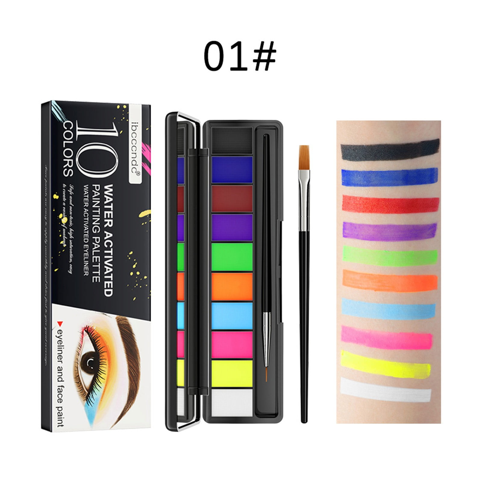 2 Packs Body Paint,10 Color Water Based Face Color Set DIY Fluorescent