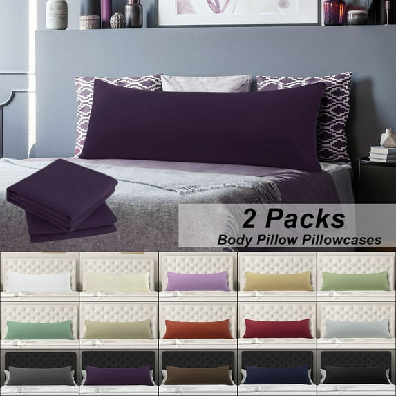 PiccoCasa 2 Packs Body Pillow Covers Microfiber Pillowcase King Purple