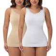 thumbnail image 1 of MANIFIQUE 2 Packs Women Tummy Control Shapewear Lace Tank Tops Seamless Compression Tops Slimming Body Shaper Camisole, 1 of 8
