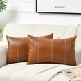 2 Packs Brown Boho Faux Leather Decorative 12x20 Inch for Living Room