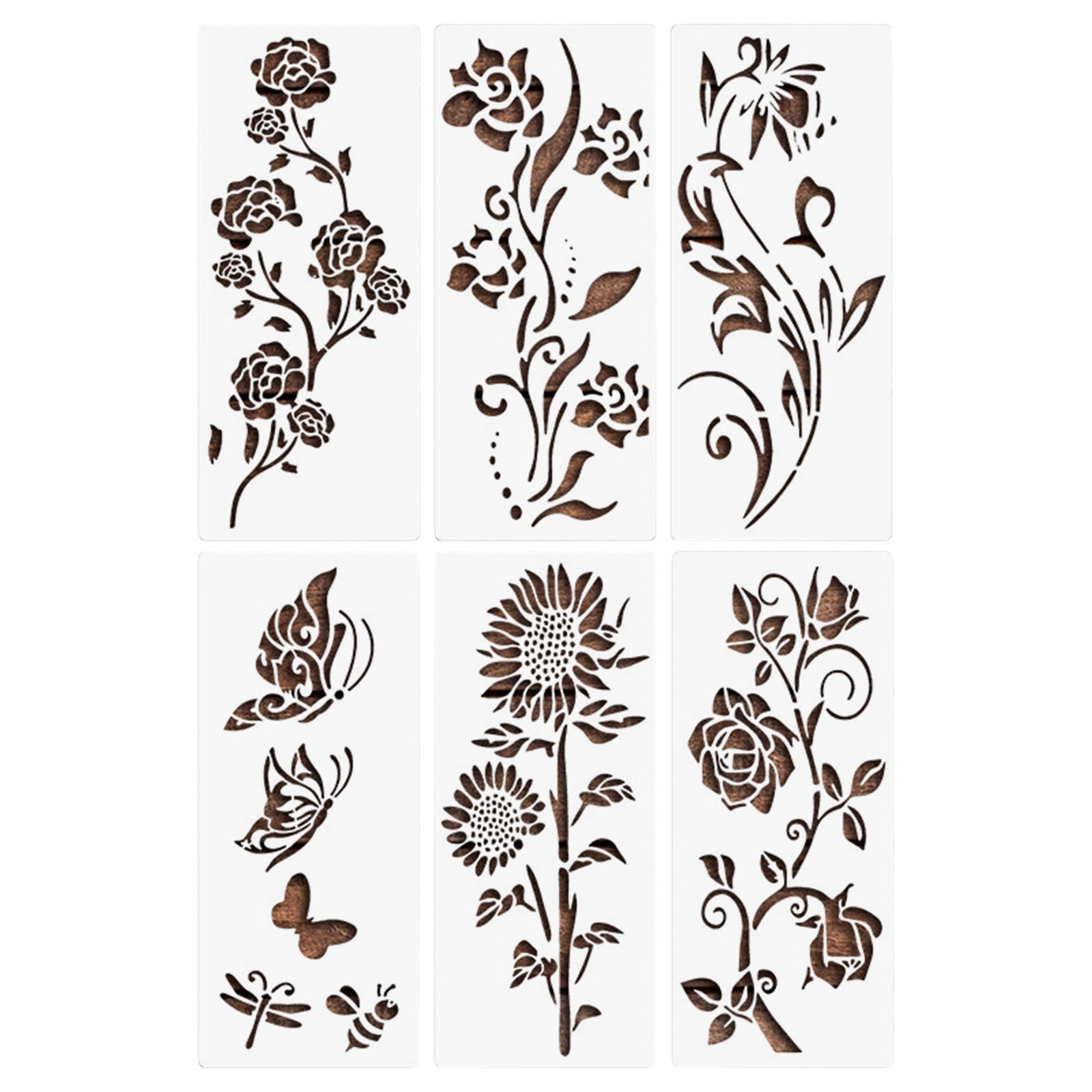 2 Packs Butterfly Flower Painting Stencils Reusable DIY Wall Art ...