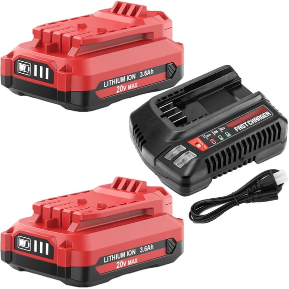 2 Packs CMCB202 Battery and CMCB104 Charger Replacement for Crafts*man 20V Battery and Charger Set Compatible with Crafts*man V20 Batteries CMCB209 CMCB205 CMCB204 CMCB206 CMCB201